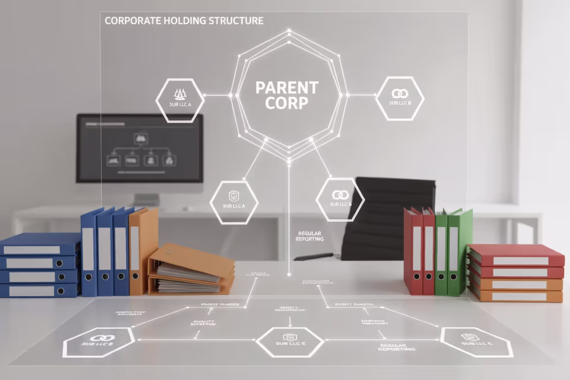 Corporation owning one or more LLC entities in a business structure diagram